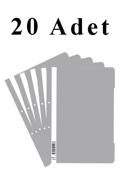 20 Adet A4 Gri Telli Dosya 1 Paket Ekonomik Kaliteli Telli Dosya Ofis Büro Okul