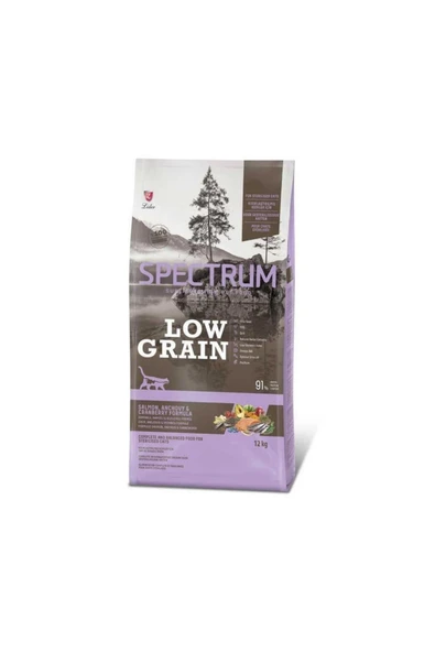 Spectrum Low Grain Kısırlaştırılmış Somonlu Hamsili Kızılcıklı Yetişkin Kedi Maması 12 Kg