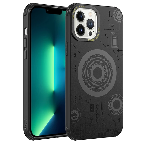 Apple iPhone 12 Pro Kılıf  Wireless Şarj Özellikli Desenli Hot Kapak