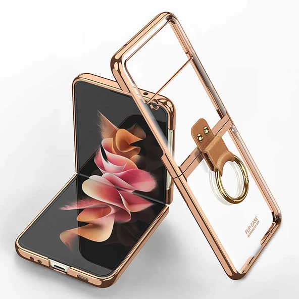 Galaxy Z Flip 3 Kılıf  Yüzüklü Kıpta Kapak - 5