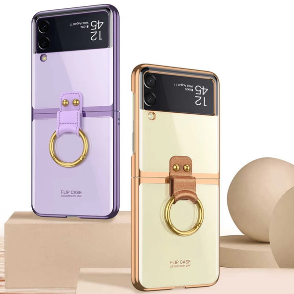 Galaxy Z Flip 3 Kılıf  Yüzüklü Kıpta Kapak - 8