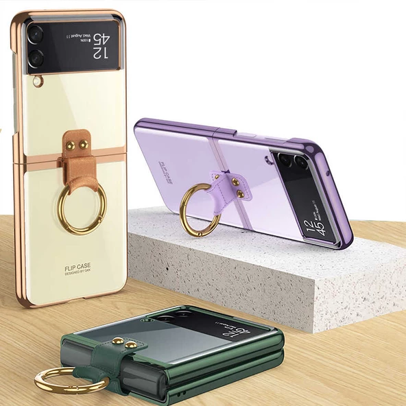 Galaxy Z Flip 3 Kılıf  Yüzüklü Kıpta Kapak - 7
