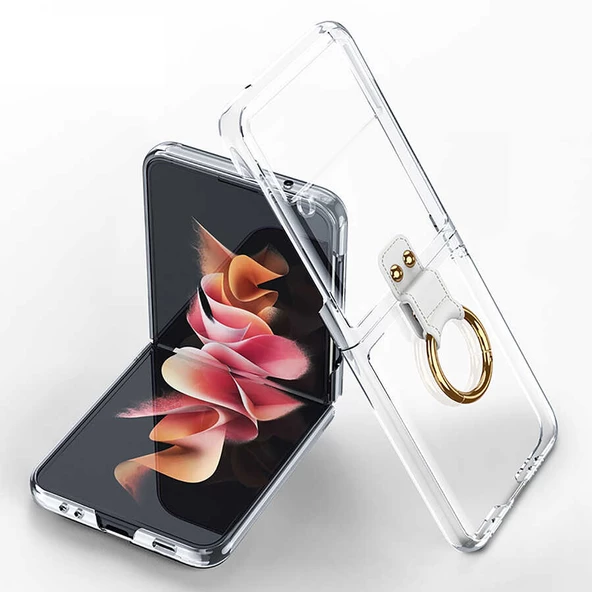 Galaxy Z Flip 3 Kılıf  Yüzüklü Kıpta Kapak - 4