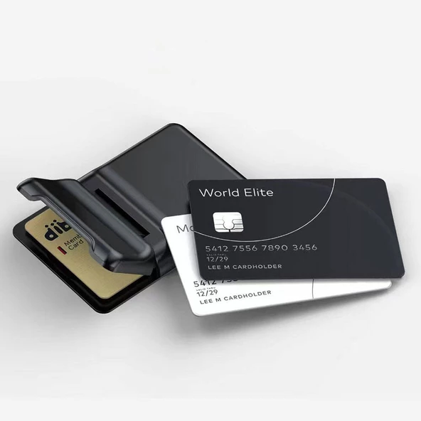 CRD-05 Sade Tasarımlı 2 Hazneli PU Magnetik Standlı Kartlık - 5