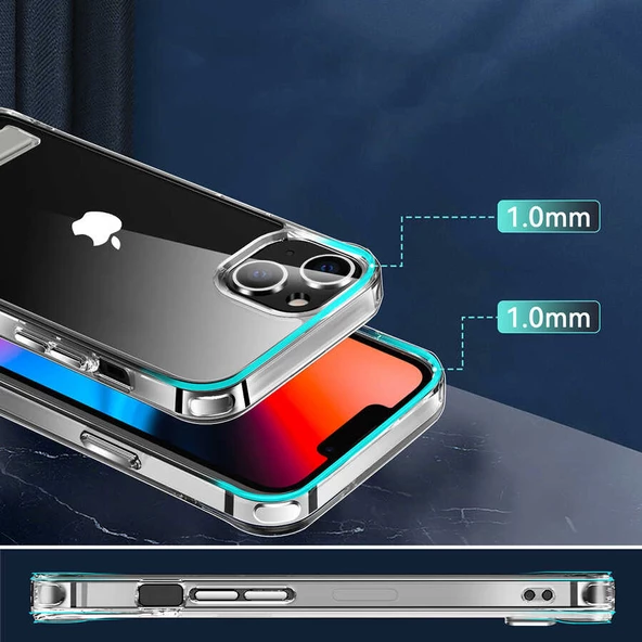 Apple iPhone 13 Kılıf Standlı Şeffaf Silikon  L-Stand Kapak - 8