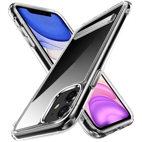 Apple iPhone 11 Kılıf Standlı Şeffaf Silikon  L-Stand Kapak