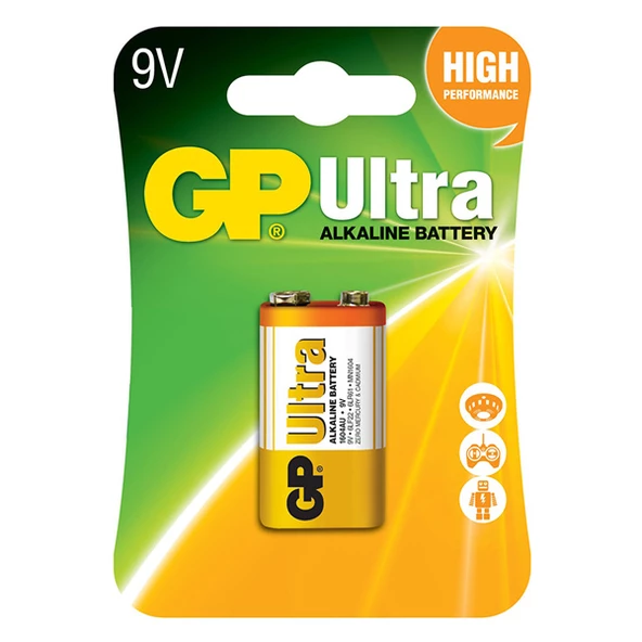 GP 1604AU-5TR1 ULTRA ALKALIN 9 VOLT TEKLİ PİL (6LF22/6LR61/6LP3146/MN1604) (4593)