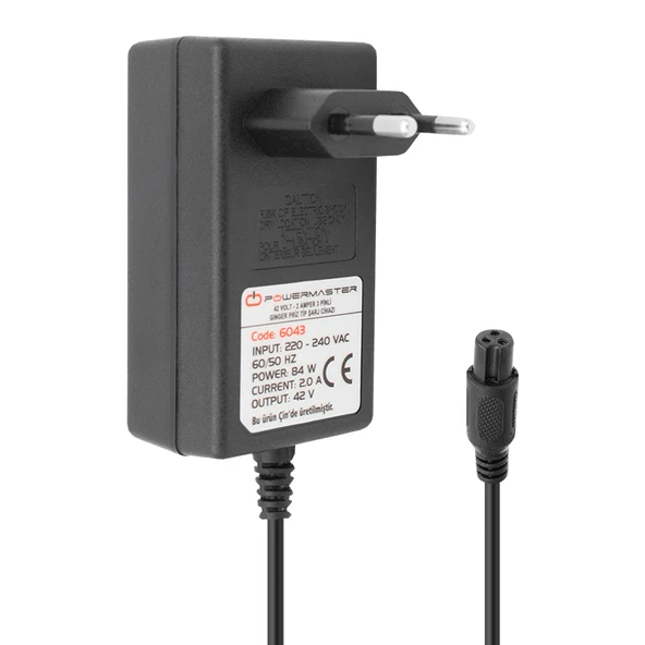 42 VOLT - 2 AMPER - 84 WATT PRİZ TİPİ 3 PİNLİ GİNGER ŞARJ CİHAZ ADAPTÖRÜ (4593)