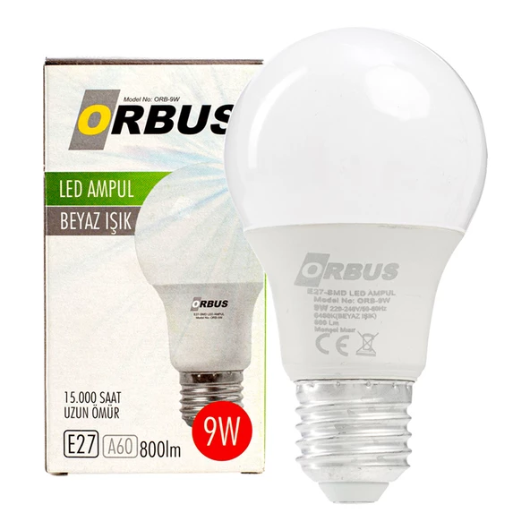 ORBUS ORB-9W E27 9 WATT 800 LÜMEN BEYAZ LED AMPÜL (4593)