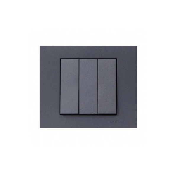 Grano Metalik Füme Üçlü Anahtar Çerçeve Dahil ürün görseli 1