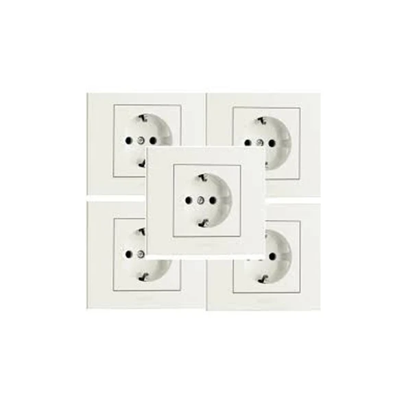 Grano Beyaz Topraklı Priz (5 ADET) Çerçeve Dahil - Resim 2