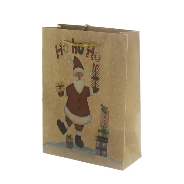 6 Adet 15x20cm Kraft Karton Çanta Noel Babalı Hohoho - 4