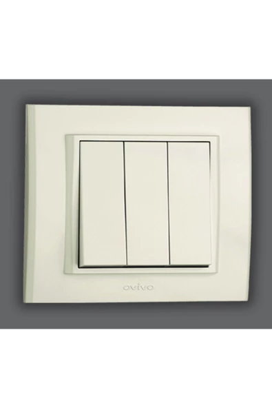 5 Adet Ovivo Mina Beyaz Üçlü Anahtar Çerçeve Dahildir 5'li