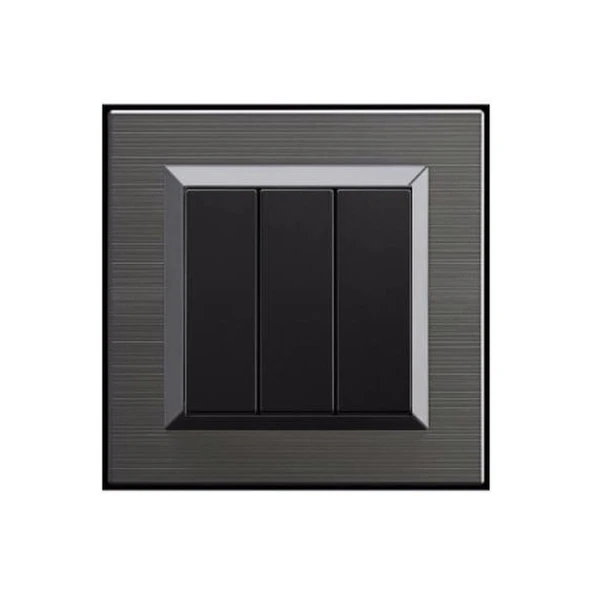 6 Adet Ovivo Quantum Manyetik Gri Üçlü Anahtar + Çerçeve Dahildir