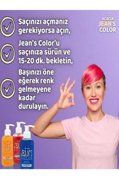 jeans color Amonyaksız Altın Gül Renkli Saç Boyası 250 Ml x2 Adet Kokusuz Su Bazlı Rose Gold Hair Dye - 4