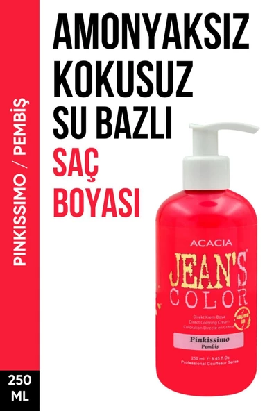 jeans color Amonyaksız Pembiş Renkli Saç Boyası 250 Ml Kokusuz Su Bazlı Pinkissimo Hair Dye