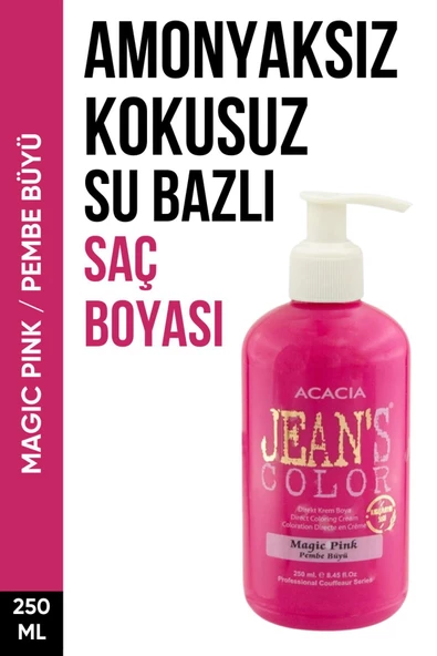 jeans color Amonyaksız Pembe Büyü Saç Boyası 250 Ml Kokusuz Su Bazlı Magic Pink Hair Dye