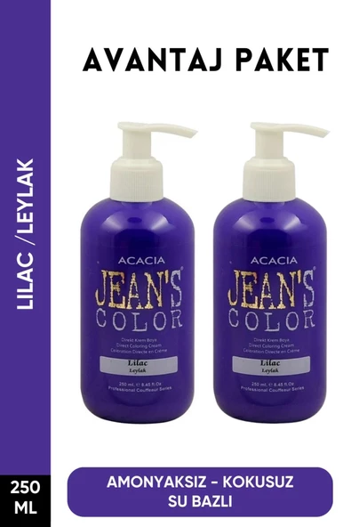 jeans color Amonyaksız Leylak Renkli Saç Boyası 250 Ml x2 Adet Kokusuz Su Bazlı Lilac Hair Dye