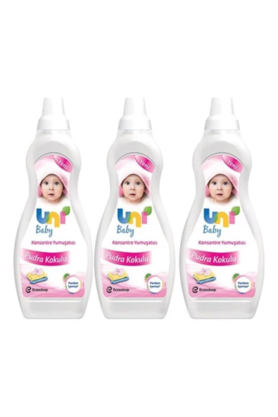 Uni Baby Konsantre Yumuşatıcı Pudra Kokulu 1200 ml x 3 Adet