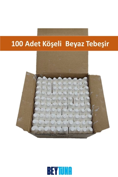 Beytuna Tozsuz Beyaz Köşeli Tebeşir 100'lu (1 Paket=100Adet)