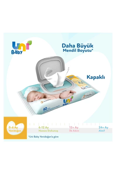 Uni Baby Yenidoğan Islak Mendil 12'li 480 Yaprak