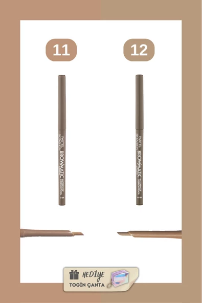 Pastel Browmatic Waterproof Eyebrow Pencil Set - Kaş Kalemi 11 + 12 + Togin Çanta Hediye