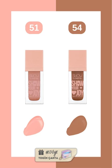 Show by Pastel Show Your Joy Liquid Blush Set - Likit Allık 51 + 54 + Togin Çanta Hediye