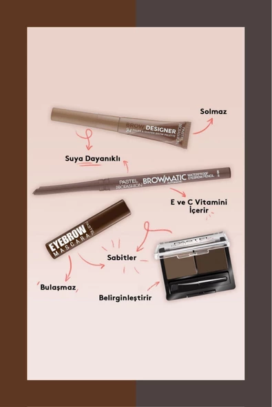 Pastel Eyebrow Mascara Set - Kaş Maskarası 22 24 Togin Çanta Hediye - Resim 4