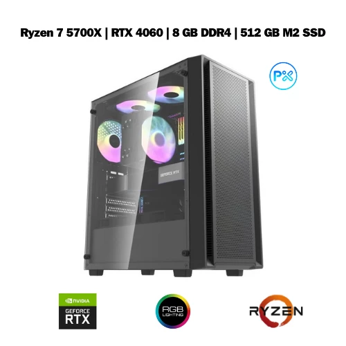 OPEXTAR E0201 I Ryzen 7 5700X I 8 GB DDR4 I 512 GB SSD I RTX 4060 Oyuncu Bilgisayarı