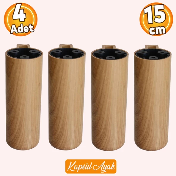 Kapsül Bohem Açık Ceviz 15 cm Mobilya Kanepe Koltuk Baza Yükseltici Yükseltme Ayağı Ayakları 4 Adet