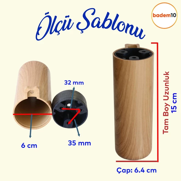 Kapsül Bohem Açık Ceviz 15 cm Mobilya Kanepe Koltuk Baza Yükseltici Yükseltme Ayağı Ayakları 4 Adet - 2