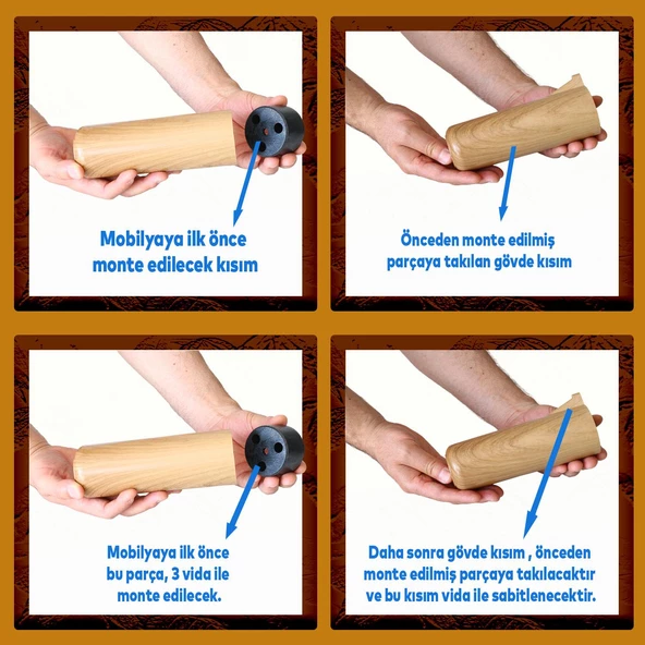 Kapsül Bohem Açık Ceviz 15 cm Mobilya Kanepe Koltuk Baza Yükseltici Yükseltme Ayağı Ayakları 4 Adet - 5