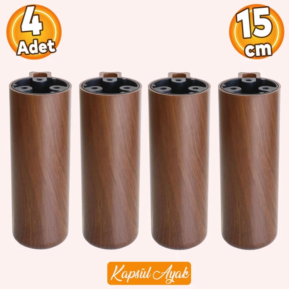 Kapsül Bohem Koyu Ceviz 15 cm Mobilya Kanepe Koltuk Baza Yükseltici Yükseltme Ayağı Ayakları 4 Adet