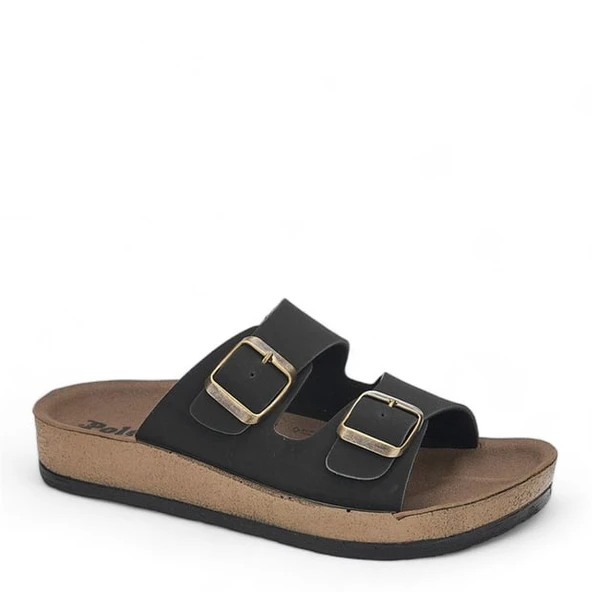 Moda Ayakkabı 26-47 Polero Kadın Siyah Terlik Ayakkabı - 6