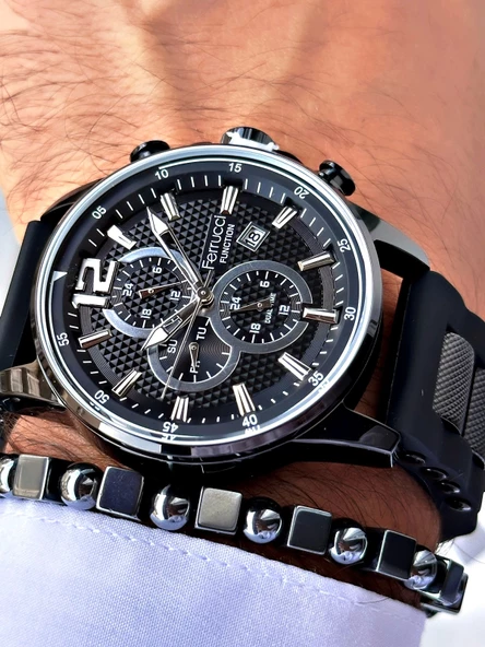 Ferrucci Function FCF.11550FS.01 Silikon Kordon Erkek Kol Saati - Resim 6