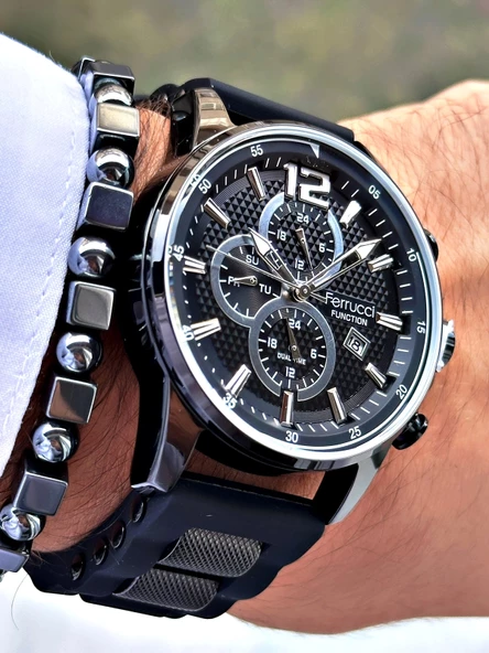 Ferrucci Function FCF.11550FS.01 Silikon Kordon Erkek Kol Saati - Resim 4