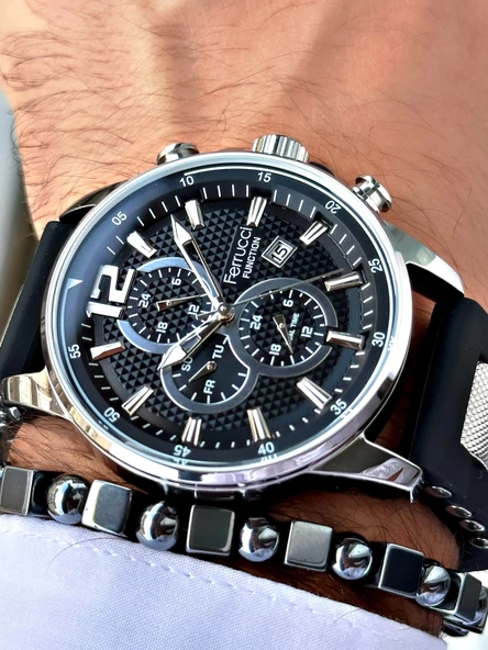 Ferrucci Function FCF.11550FS.03 Silikon Kordon Erkek Kol Saati - Resim 3