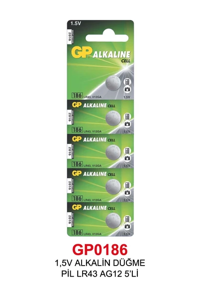 ,5V ALKALİN DÜĞME PİL LR43 AG12 5'Lİ