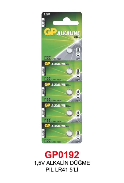 1,5V ALKALİN DÜĞME PİL LR41 5’Lİ