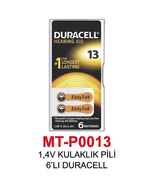 1,4V KULAKLIK PİLİ 6’LI DURACELL