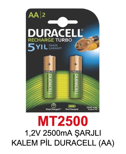 1,2V 2500mA ŞARJLI KALEM PİL DURACELL (AA)