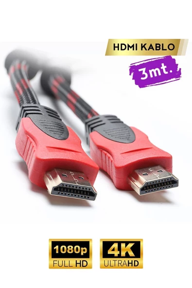 UMUR 3 Metre HDMi Kablo Full HD TV Monitör Uydu Alıcısı PC Uyumlu HDMI Kablosu