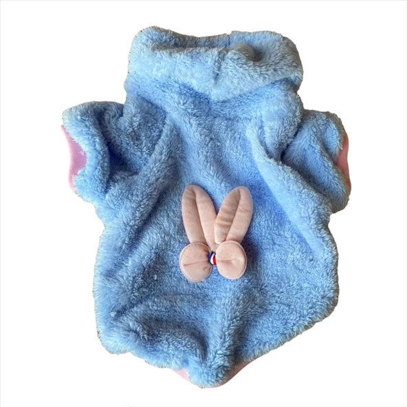 Softie Blue Bunny Kapşonlu Sweat by Kemique Köpek Kazağı - Resim 3