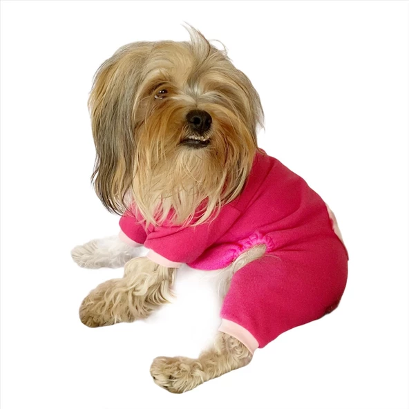 Pink Hearts Polar Kapşonlu Köpek Tulumu,Kıyafeti - 8