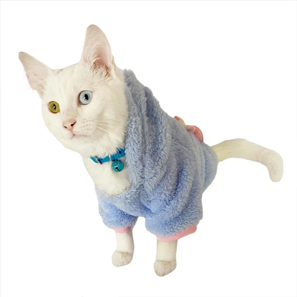 Softie Blue Bunny Kapsonlu Sweatshirt Kedi Süeteri Kedi Kıyafeti - 6