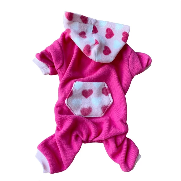 Pink Hearts Polar Kedi Tulumu Kedi Kıyafeti - 2