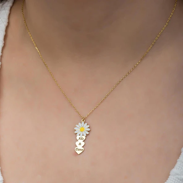 Papatya Kalpli 925 Gümüş İsimli Kolye - Resim 7