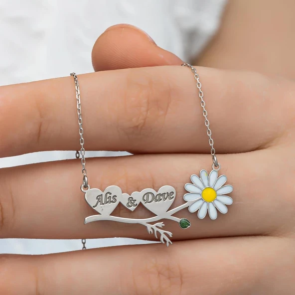 Papatya Kalpli 925 Gümüş İsimli Kolye - Resim 3