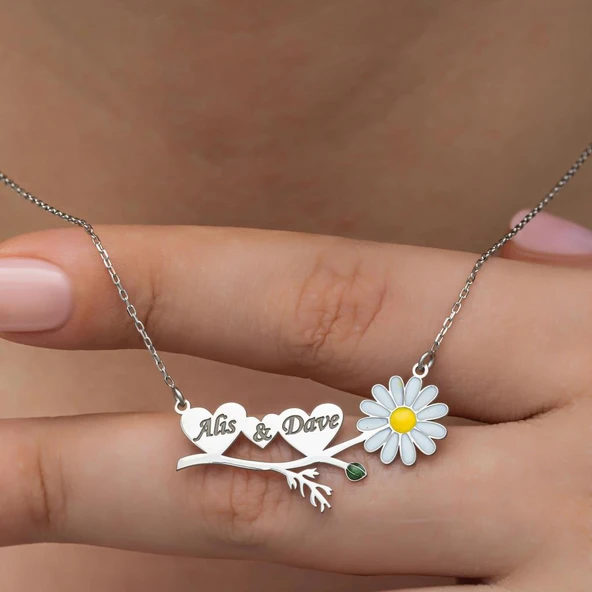 Papatya Kalpli 925 Gümüş İsimli Kolye - Resim 5