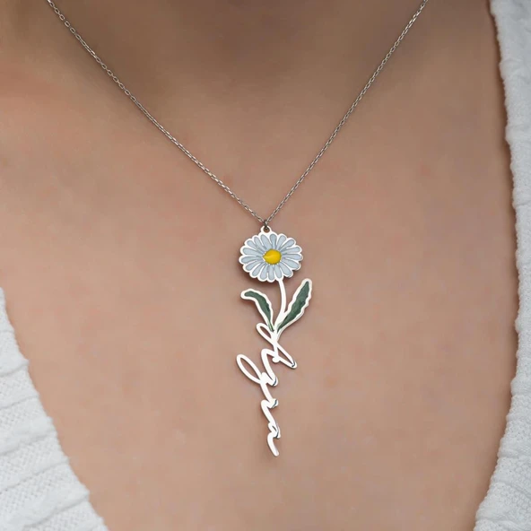 Papatya El Yazısı 925 Gümüş İsimli Kolye ürün görseli 1